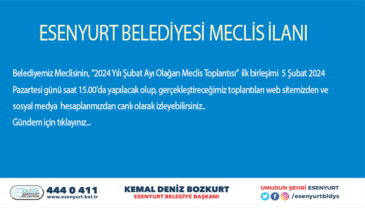 2024 YILI ŞUBAT AYI MECLİS İLANI