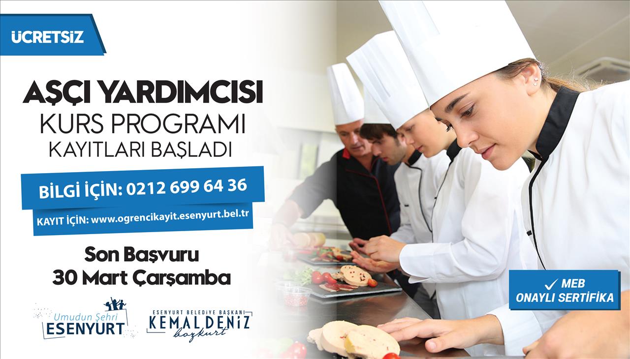 Aşçı Yardımcısı Kurs Programı Kayıtları Başladı