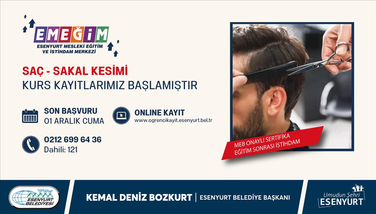 Saç - Sakal Kesimi Kurs Kayıtlarımız Başlamıştır