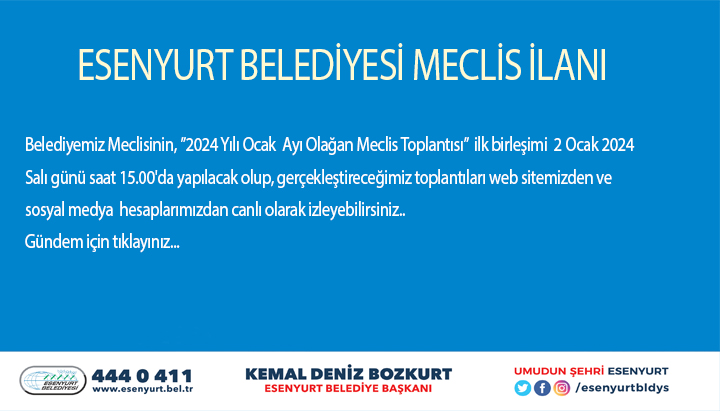 2024 YILI OCAK AYI MECLİS İLANI