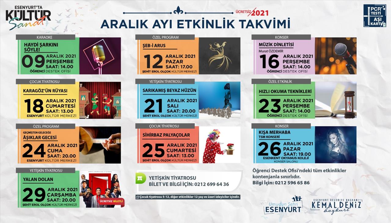 Aralık Ayı Etkinlik Takvimi