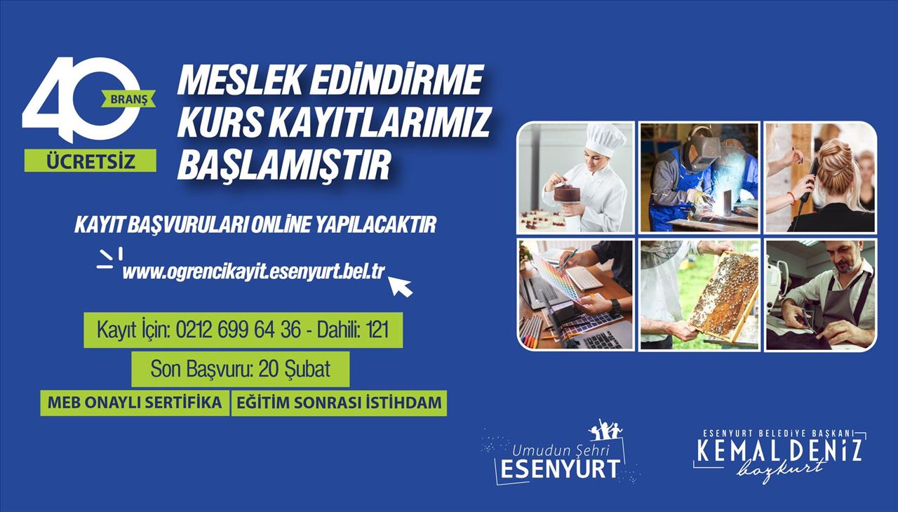 Meslek Edindirme Kurs Kayıtlarımız Başlamıştır.