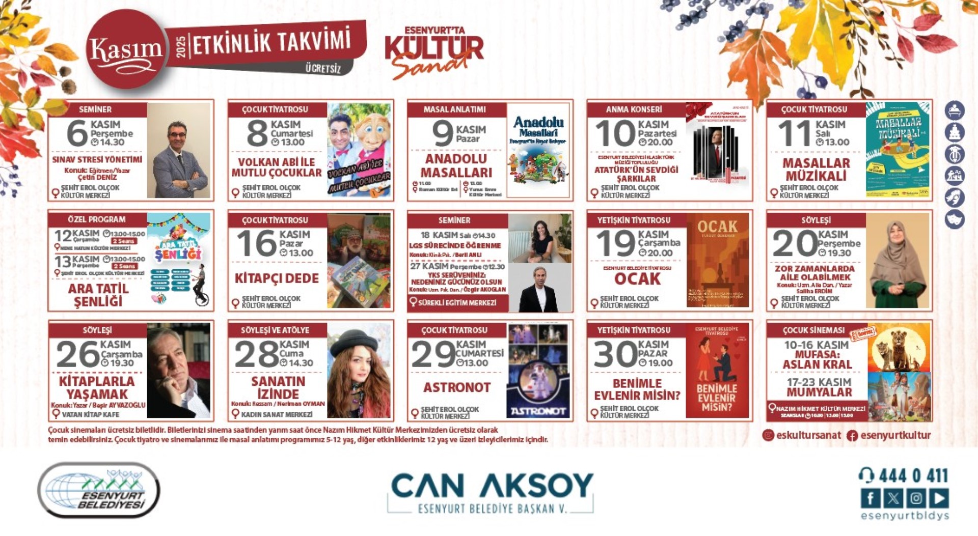 Kasım 2025 Etkinlik Takvimi