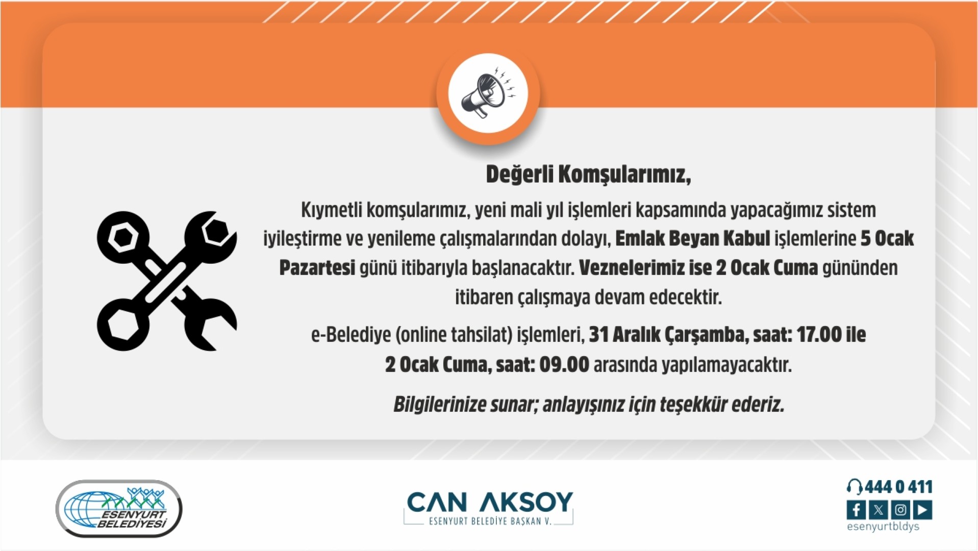 Yeni Yıl Sistem İyileştirme Duyurusu